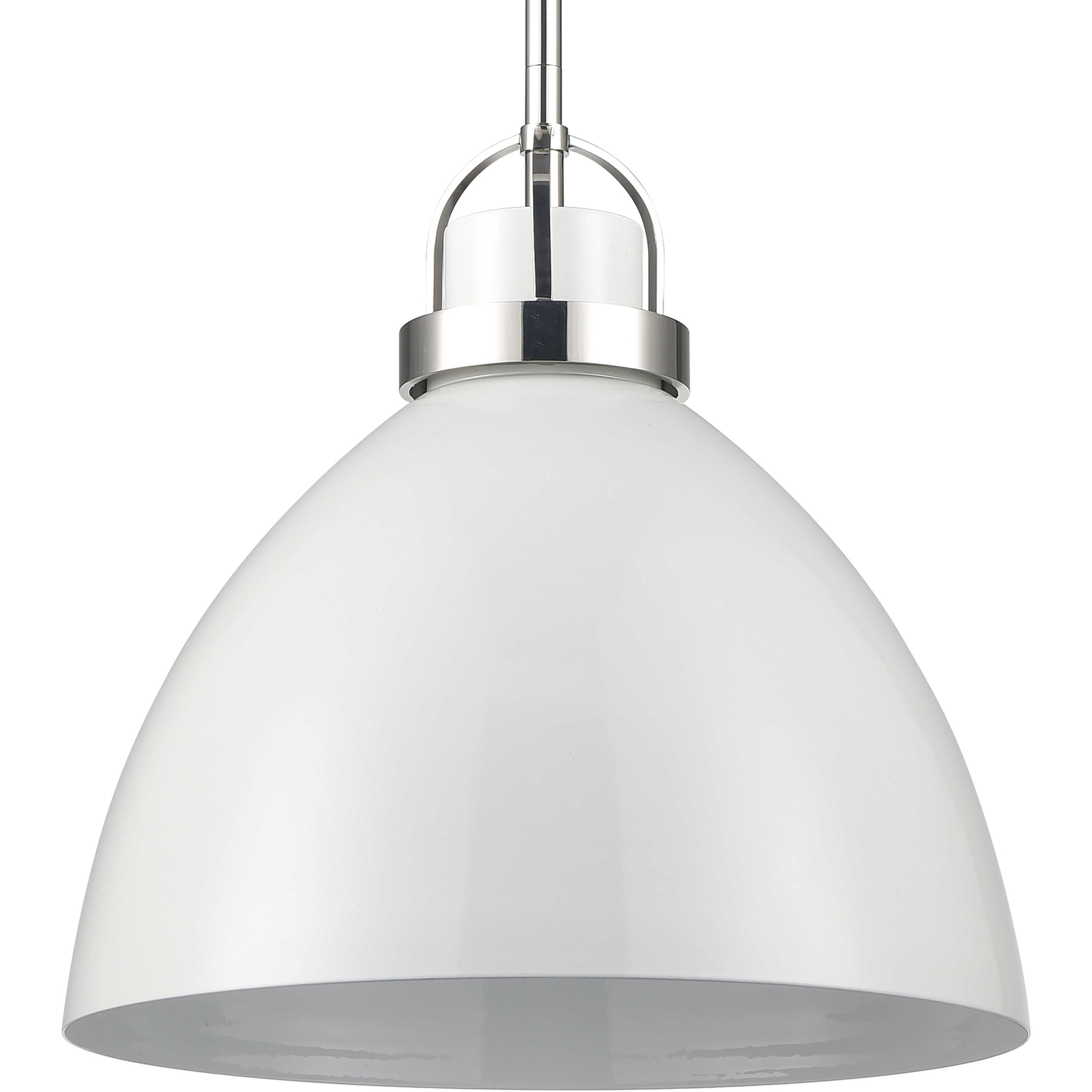 Somerville Pendant Ceiling Light in Gloss White with Polished Nickel
