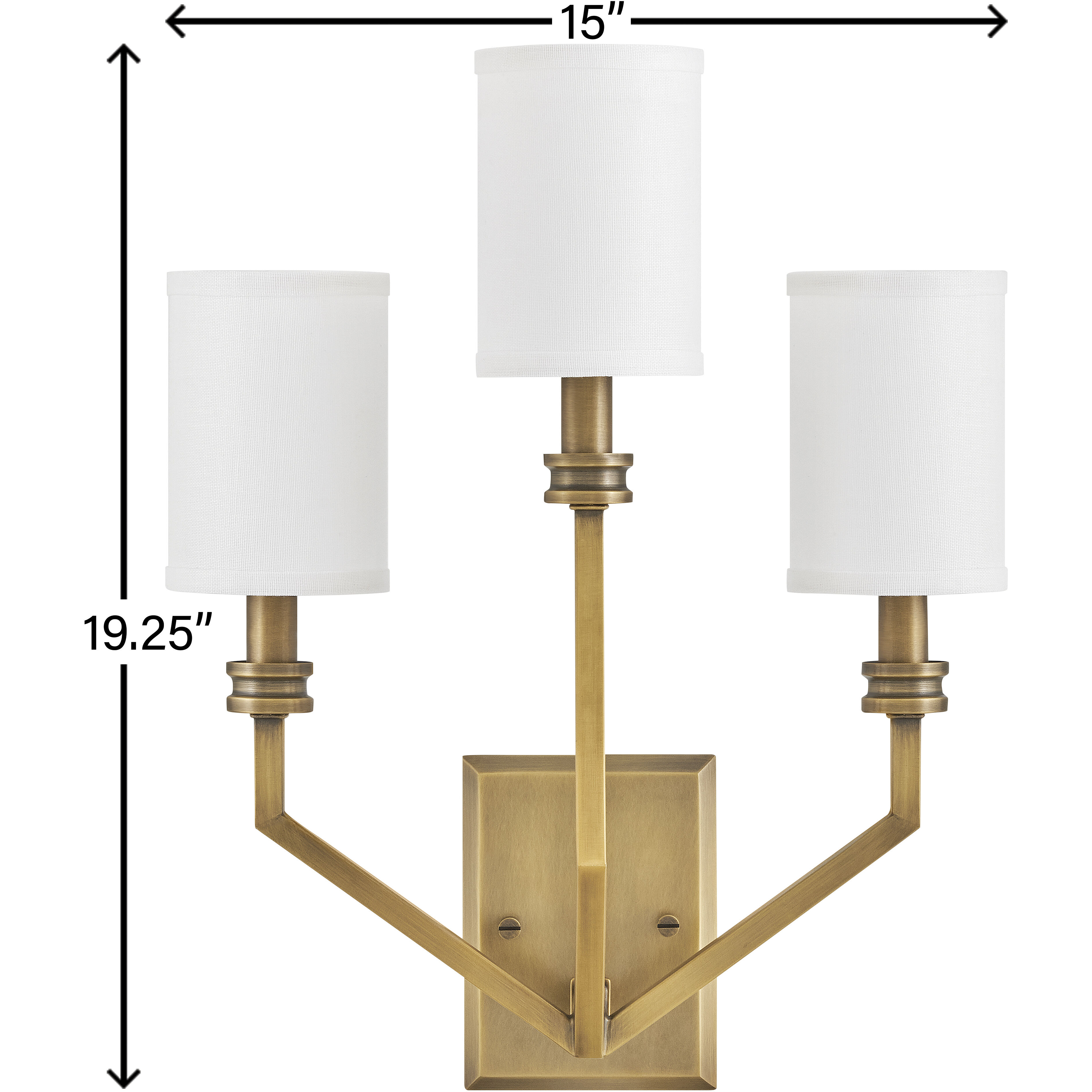 Moore 3 Light 15 inch Heritage Brass Interior Wall Mount Wall Light