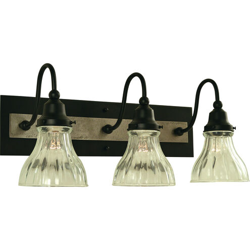 Houghton 3 Light 21 inch Matte Black and Antique Brass Sconce Wall Light