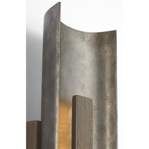 Anne-Marie Barton Remi Sconce Wall Light in Mottled Pewter and Warm Walnut