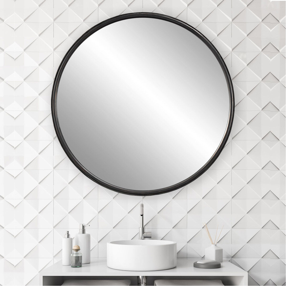 Dawsyn 44 X 44 inch Aged Black with Subtle Gray Highlights Mirror