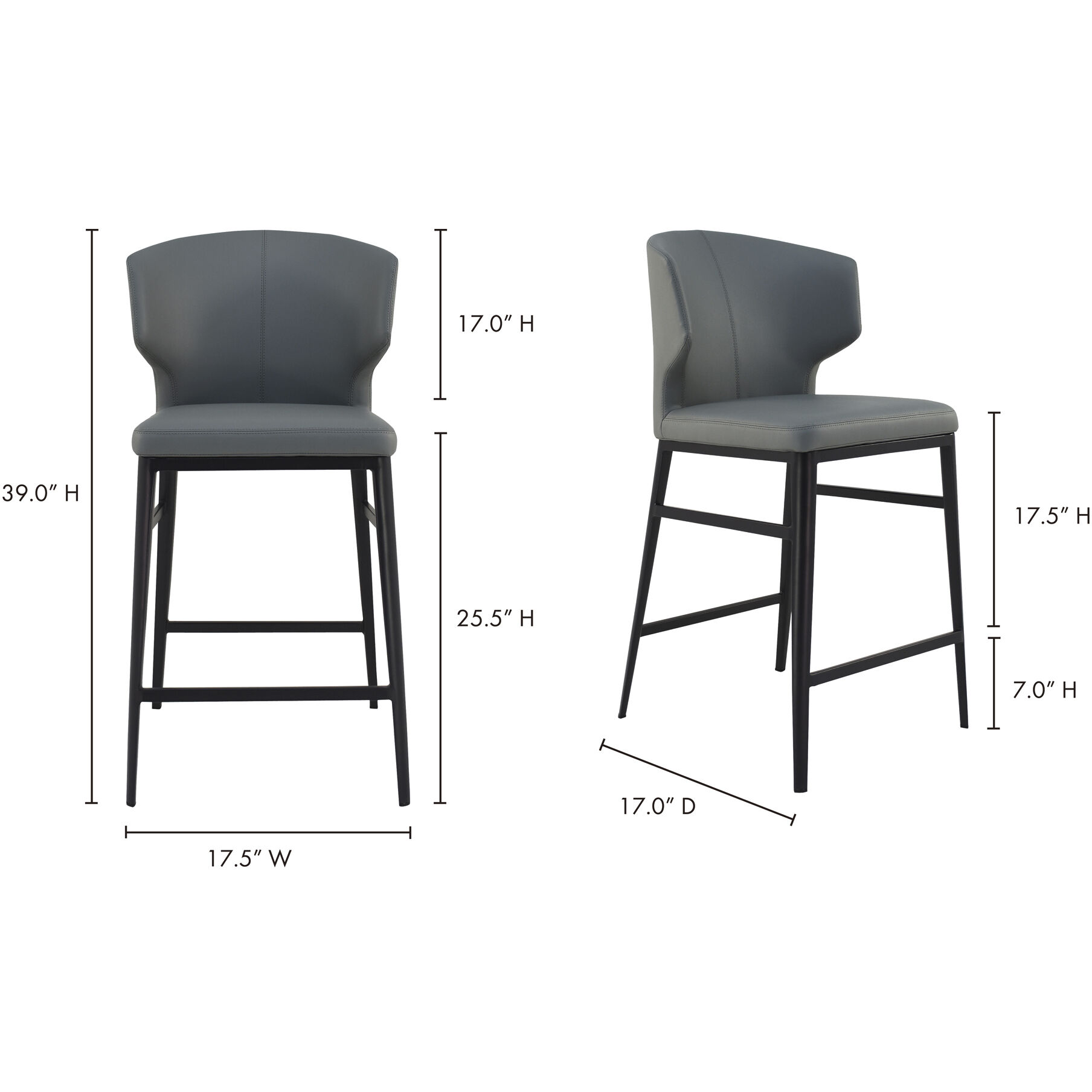 Delaney 39 inch Grey Counter Stool