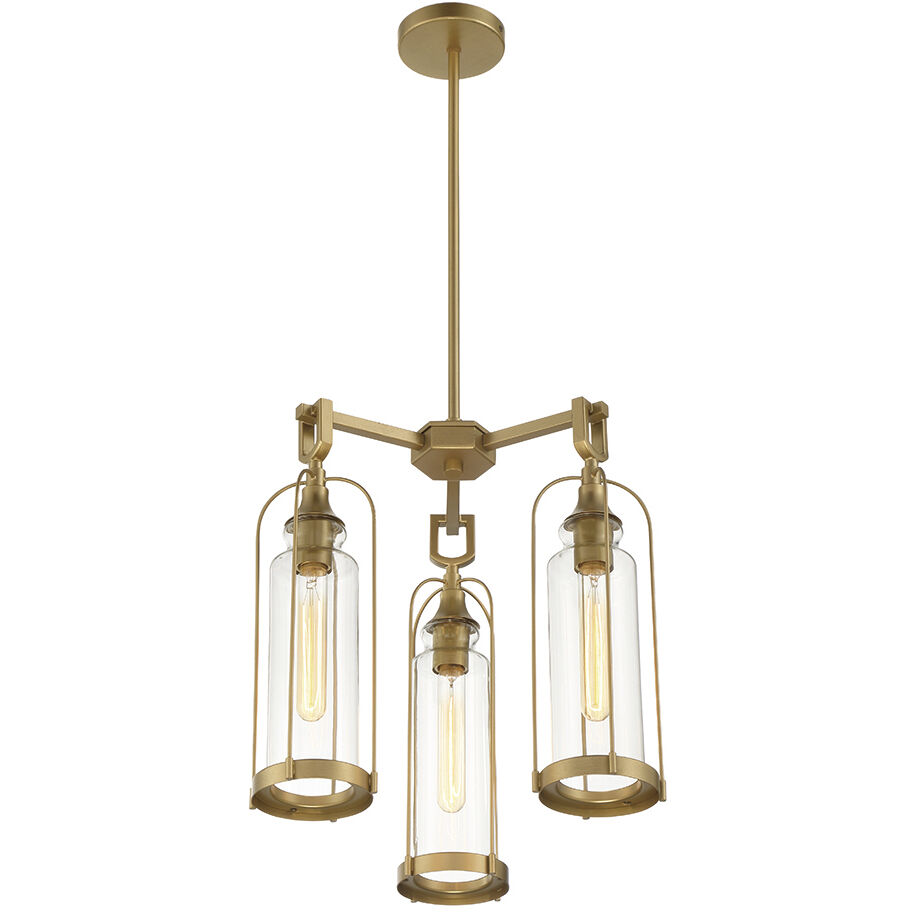 Yasmin 3 Light 18 inch Aged Gold Outdoor Chandelier