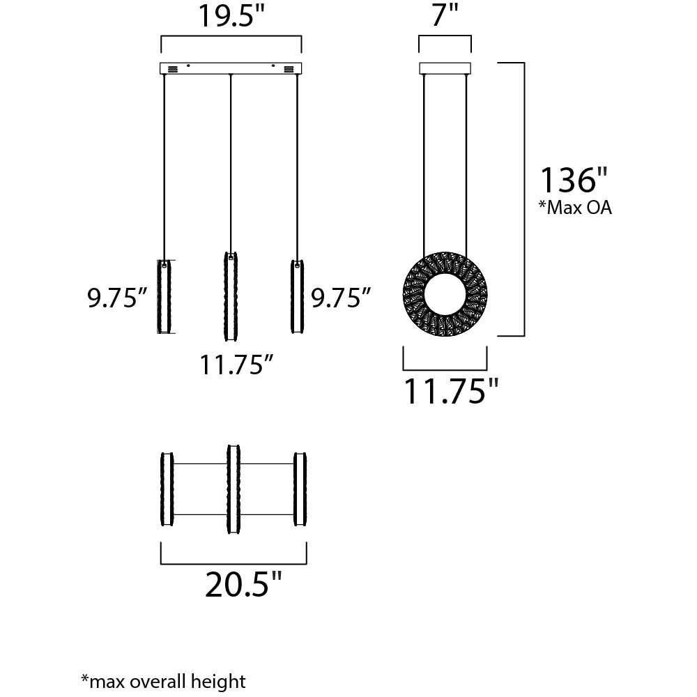 Charm LED 20.5 inch Polished Chrome Linear Pendant Ceiling Light