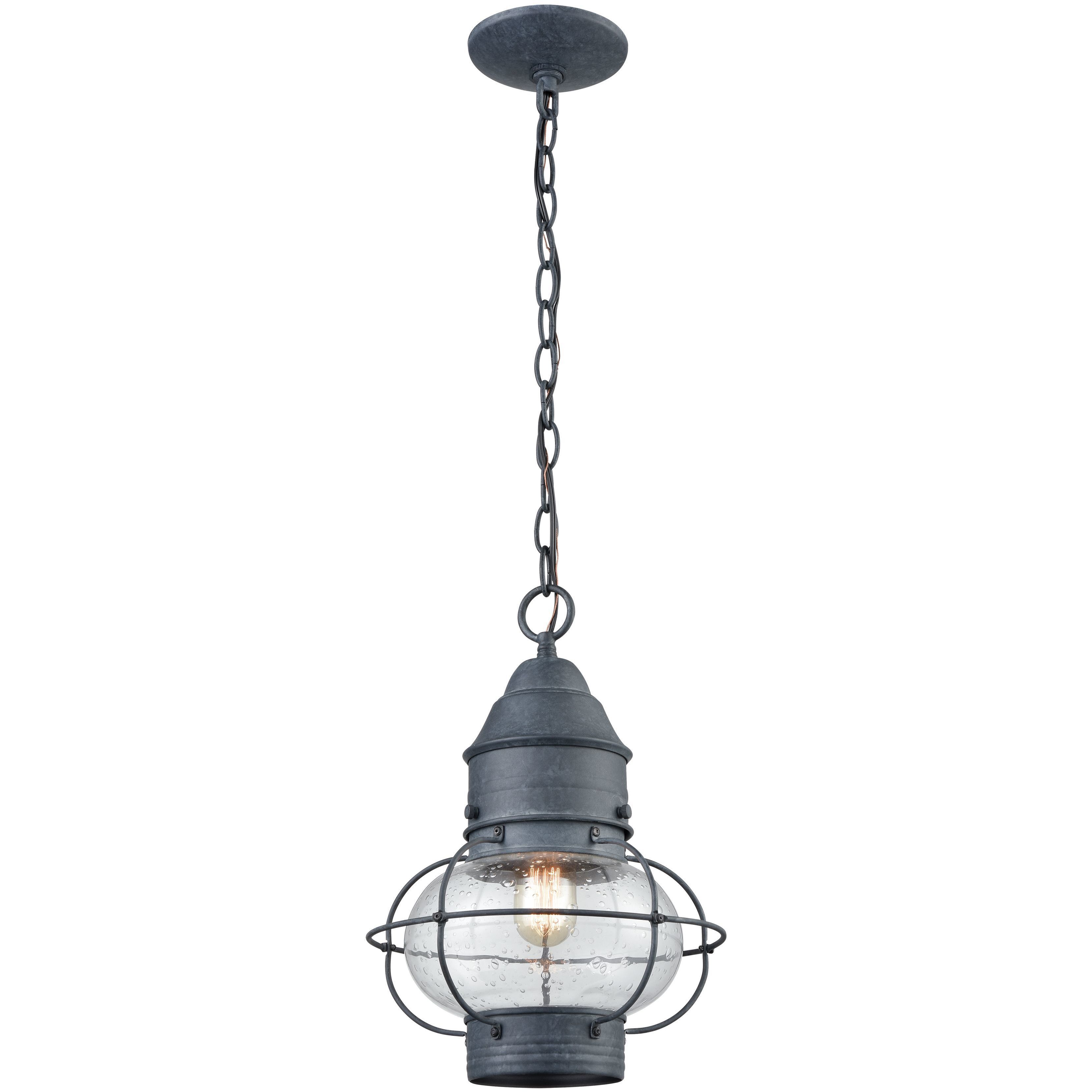 Onion 1 Light 10 inch Aged Zinc Outdoor Pendant