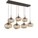 Nova LED LED Flat Bronze Linear Pendant Ceiling Light in 2700K LED, Floret Inner - Bronze Outer, Multi-Port