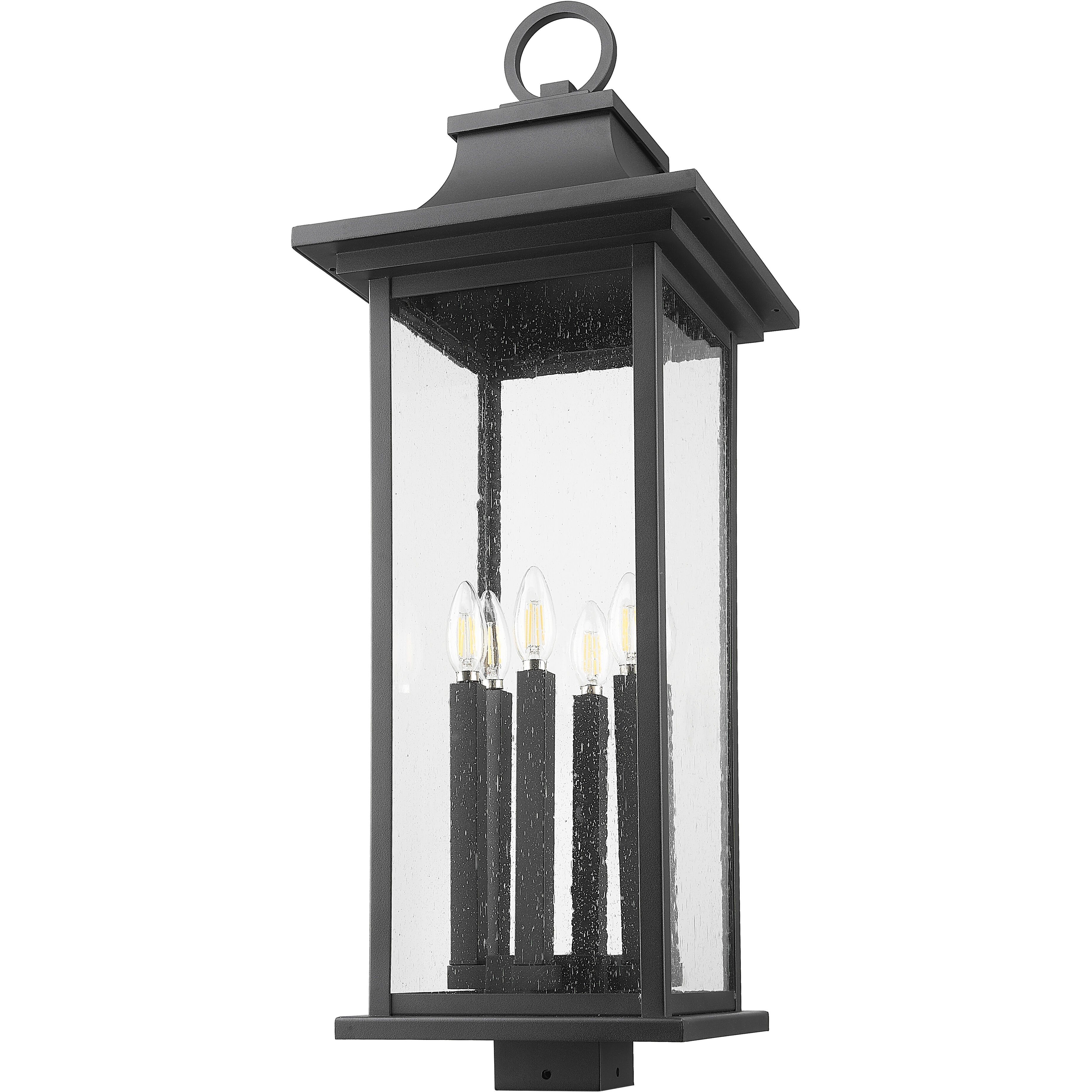 Tiberius 6 Light 34 inch Black Outdoor Post Mount Fixture in Clear Seedy Glass