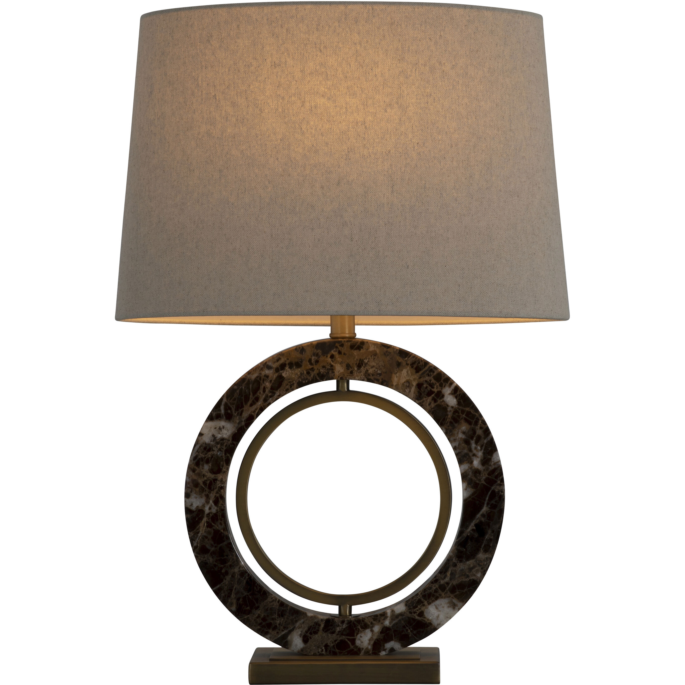 Janelle 26.75 inch Matte Antique Brass and White Linen with Dark Emperora Marble Table Lamp Portable Light