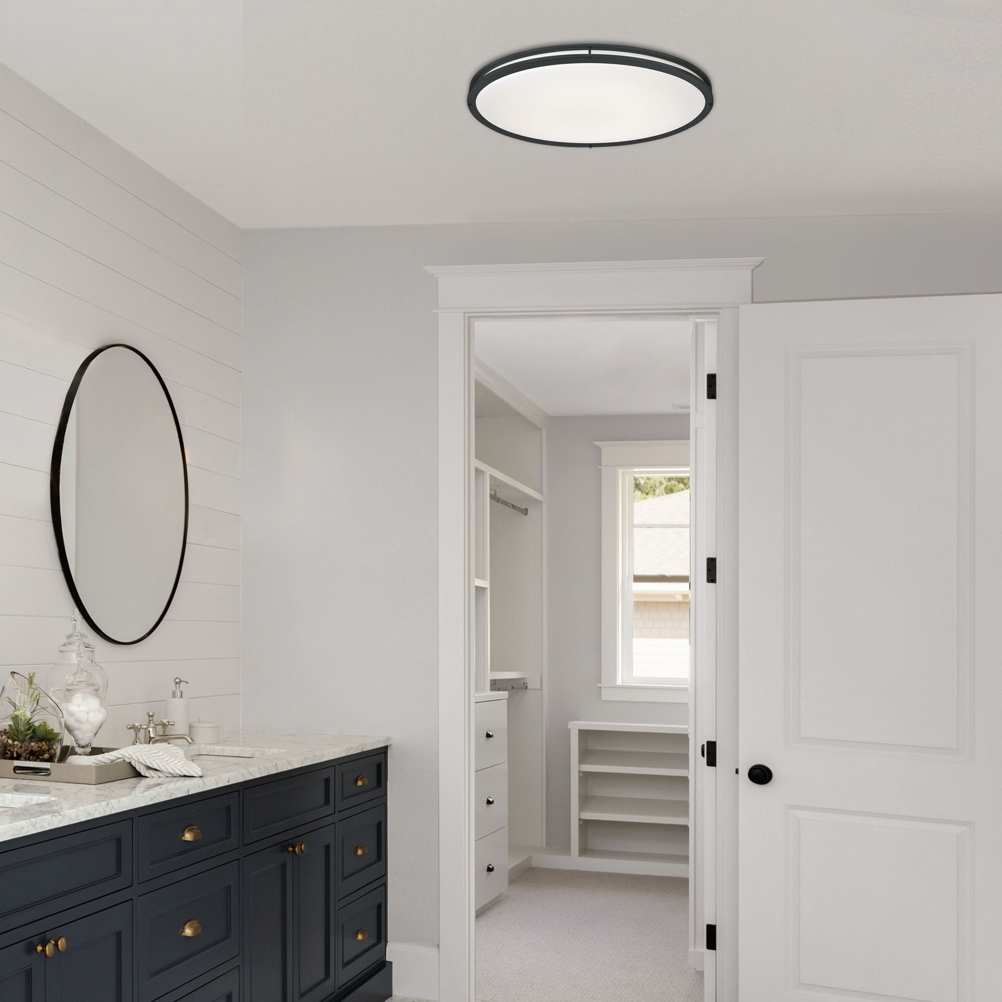 EnviroLite LED 32.3 inch Matte Black Flush Mount Ceiling Light