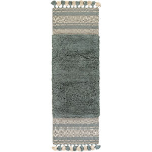 Korva 120 X 96 inch Blue and Gray Area Rug, Wool and Cotton