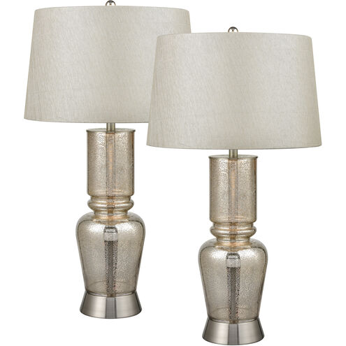 Sisely 35 inch 150 watt Silver Mercury and Satin Nickel Table Lamp Portable Light