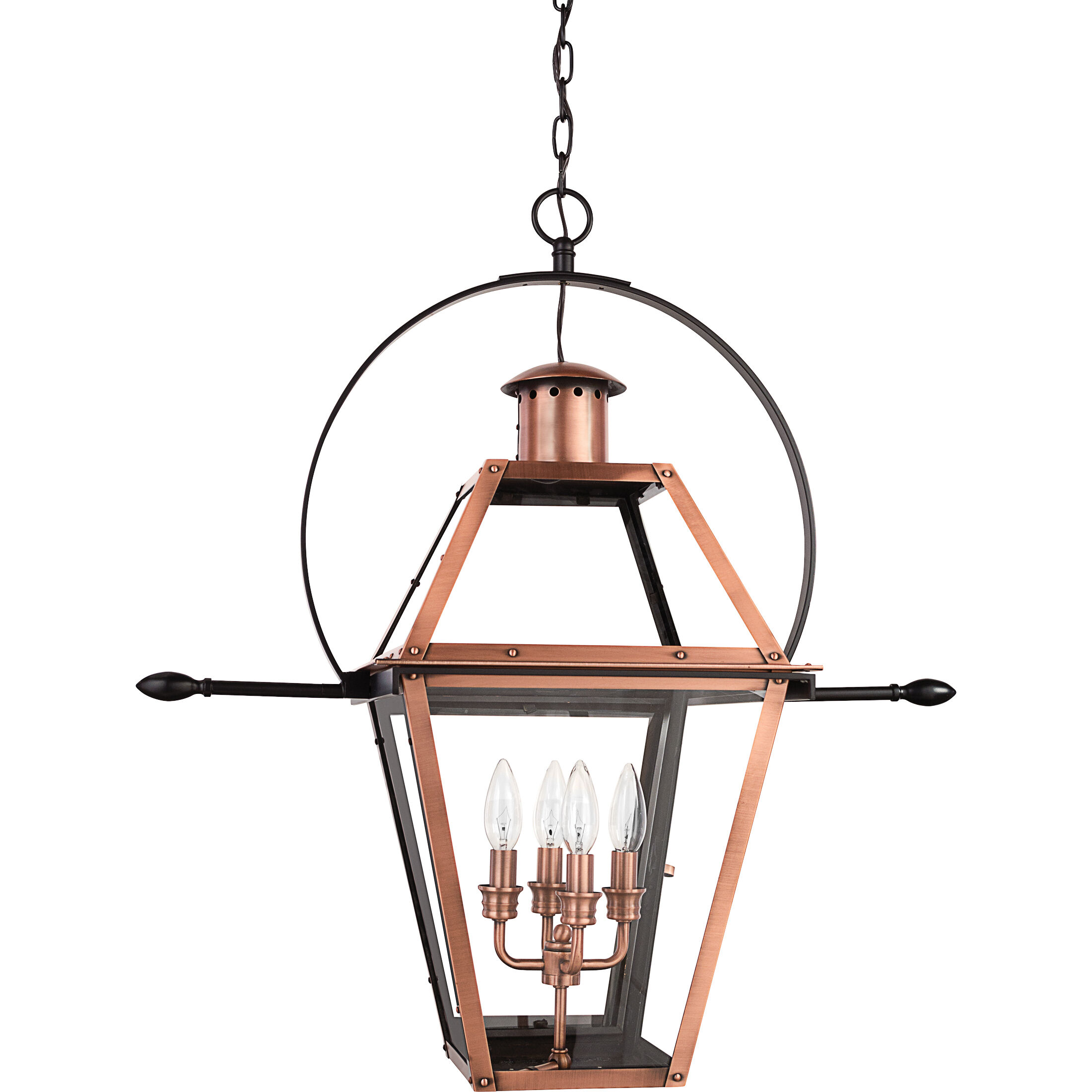Rue De Royal 4 Light 28 inch Aged Copper Outdoor Hanging Lantern