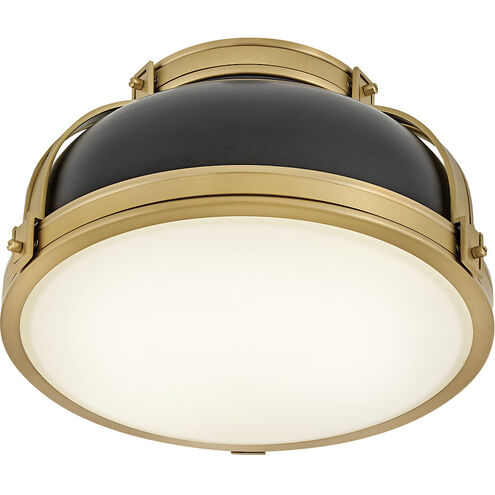 Barton 2 Light 14.25 inch Black with Lacquered Brass Flush Mount Ceiling Light