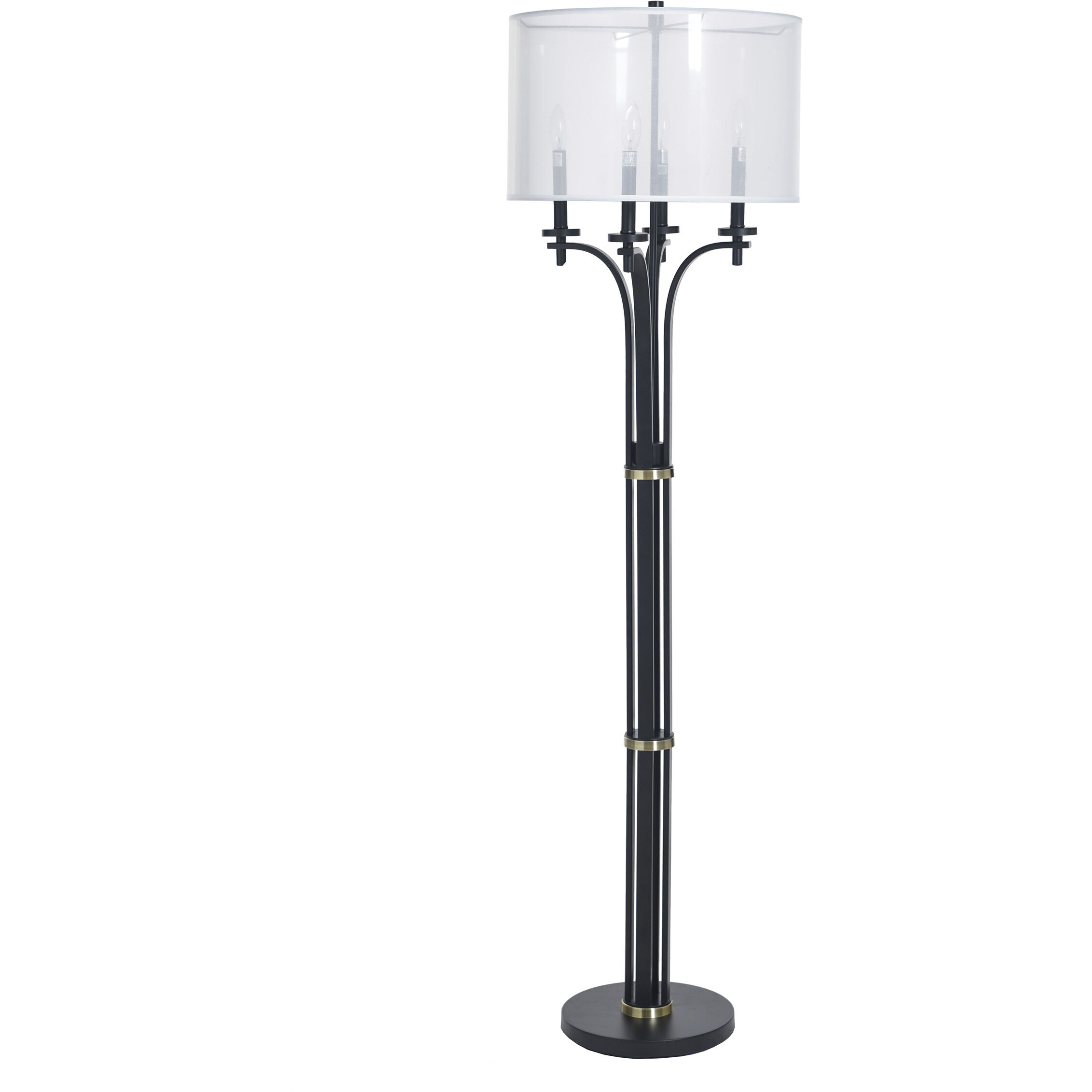 Bellamy 64.75 inch 15 watt Corcy Gold and Black and White Floor Lamp Portable Light
