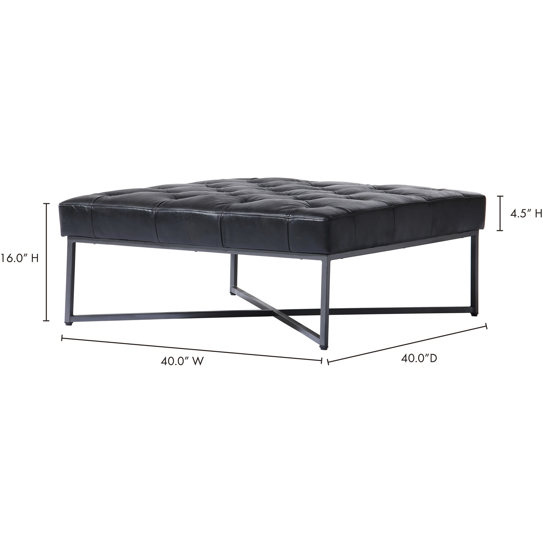 Thad 16 inch Black Ottoman