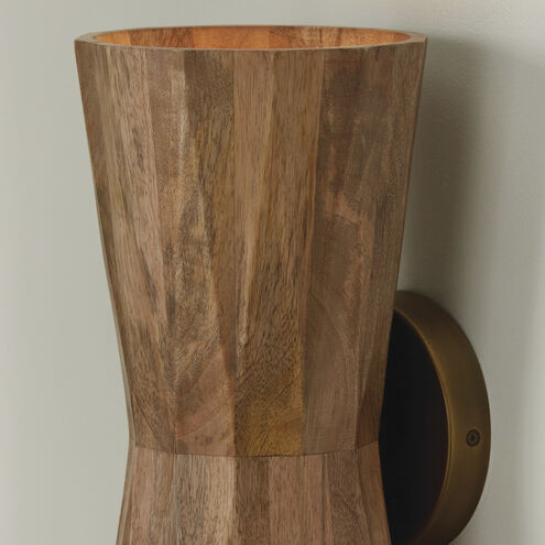 Nadeau 2 Light 6.5 inch Light Wood and Patinaed Brass Sconce Wall Light