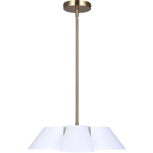 Daxton 3 Light 20 inch Matte White and Gold Chandelier Ceiling Light