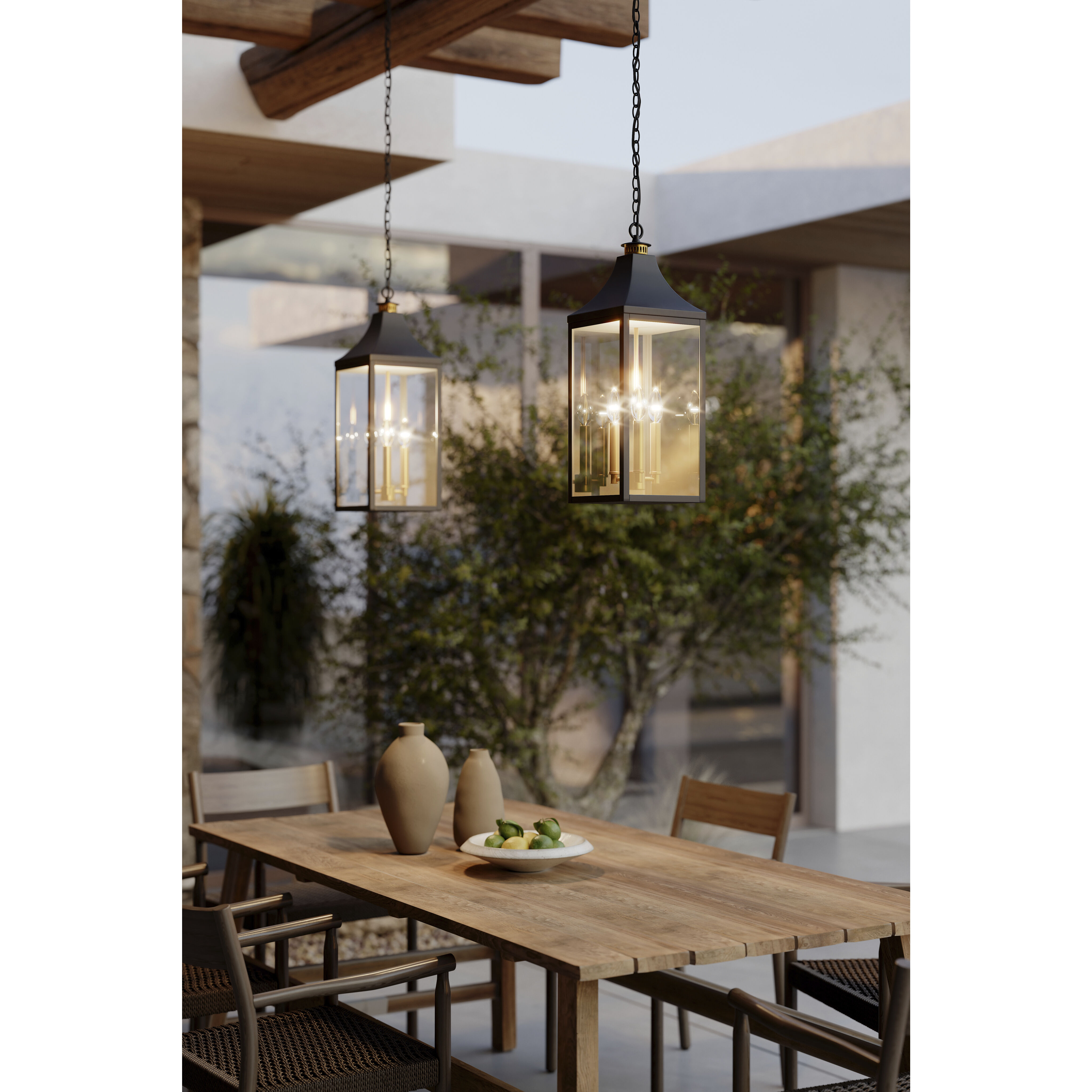 Hurstborne 3 Light 8.5 inch Dark Matte Black and Painted Legacy Brass Outdoor Hanging Lantern
