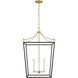kate spade new york Carlyle 4 Light 21 inch Midnight Black / Burnished Brass Lantern Pendant Ceiling Light
