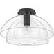 Lotus 1 Light 16 inch Black Indoor Semi-Flush Mount Ceiling Light, Convertible to Pendant