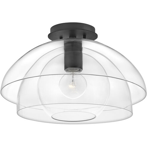 Lotus 1 Light 16 inch Black Indoor Semi-Flush Mount Ceiling Light, Convertible to Pendant