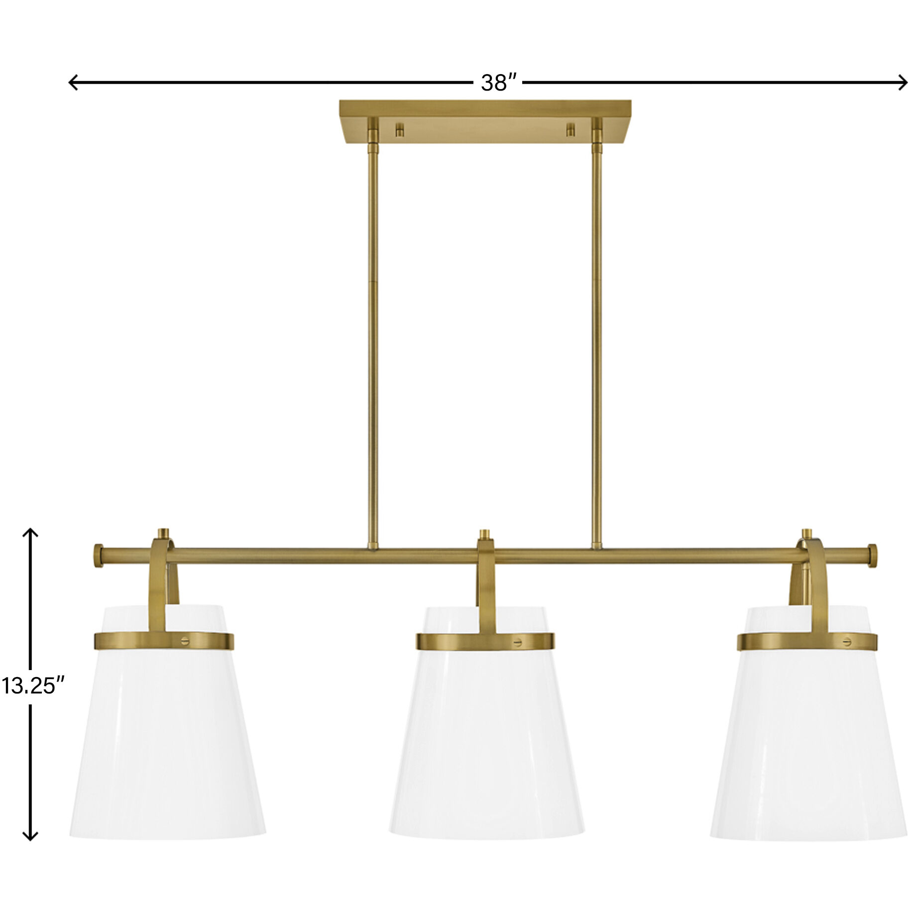 Tori LED 38 inch Lacquered Brass Chandelier Ceiling Light, Linear