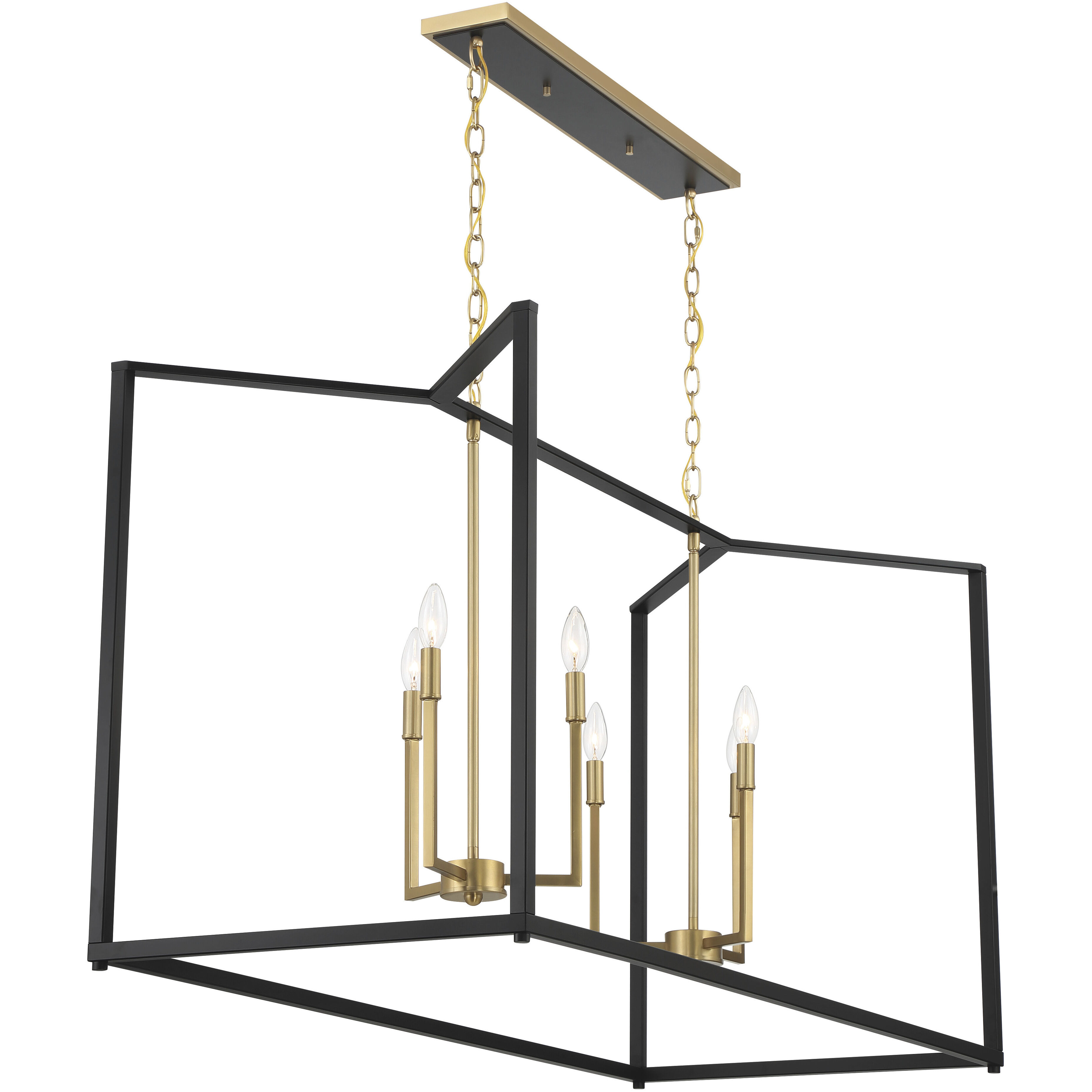Colwick 6 Light 48 inch Matte Black and Signature Gold Island Chandelier Ceiling Light