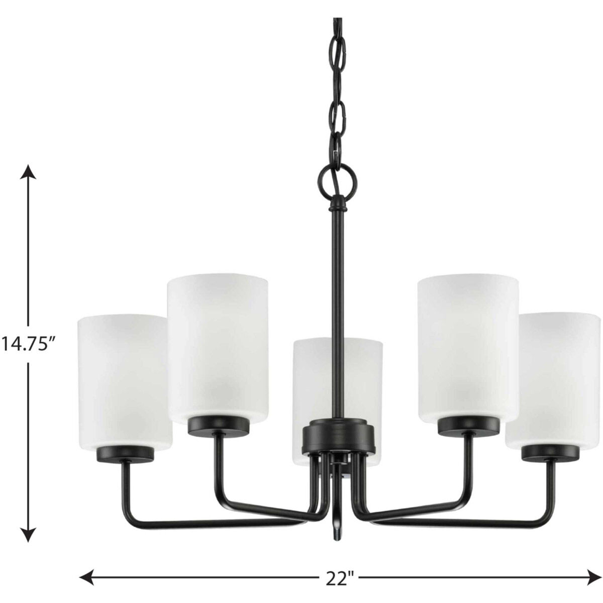 Merry 5 Light 22 inch Matte Black Chandelier Ceiling Light