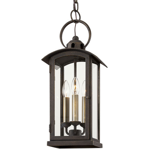 Chaplin 3 Light 9 inch Vintage Bronze Outdoor Pendant