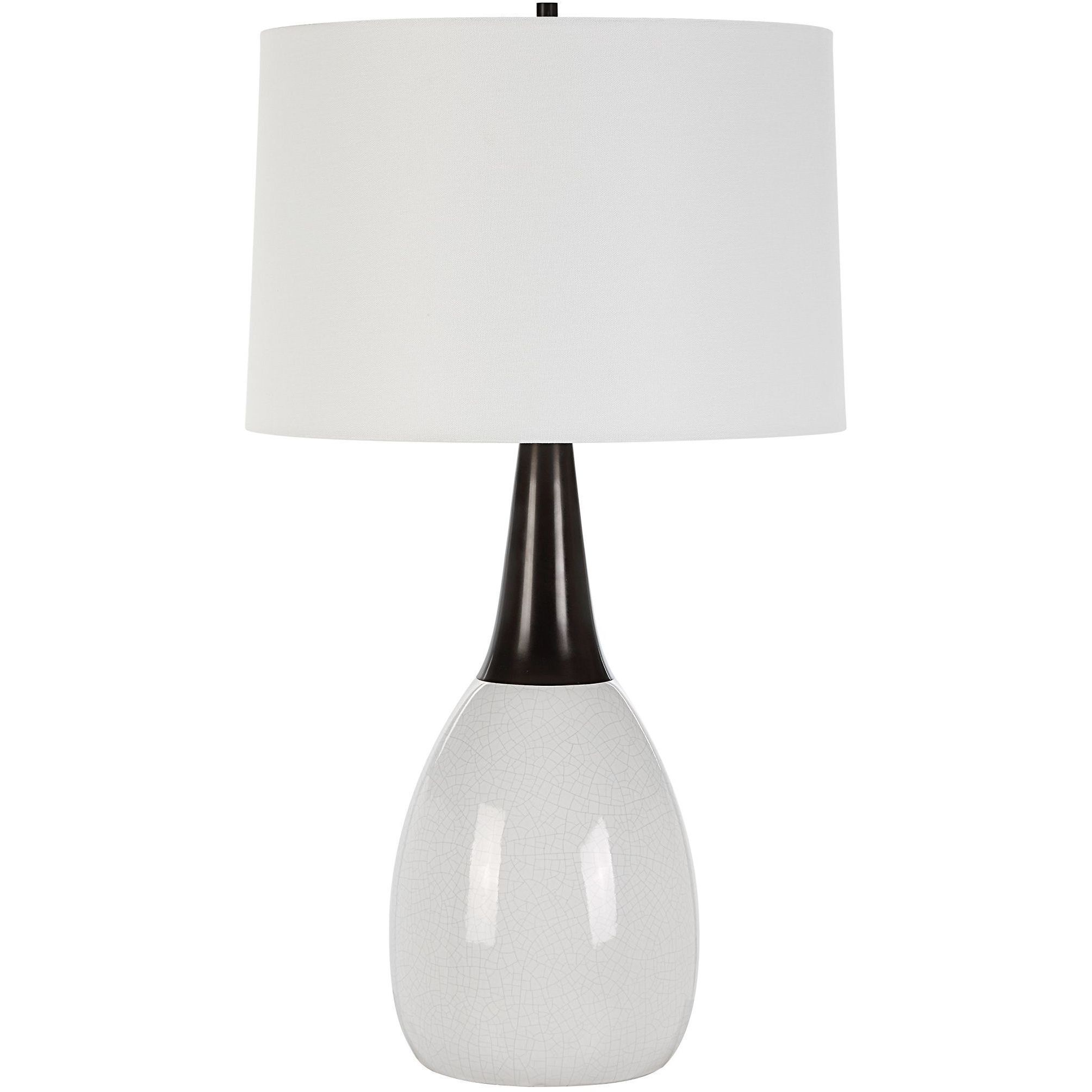 Fralin 30.5 inch 150.00 watt Crackled White Ceramic and Black Table Lamp Portable Light