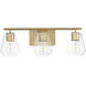 Geode 3 Light 22.5 inch Natural Aged Brass Bath Vanity Wall Light