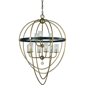 Margaux 9 Light 35 inch Antique Brass with Matte Black Accents Foyer Chandelier Ceiling Light
