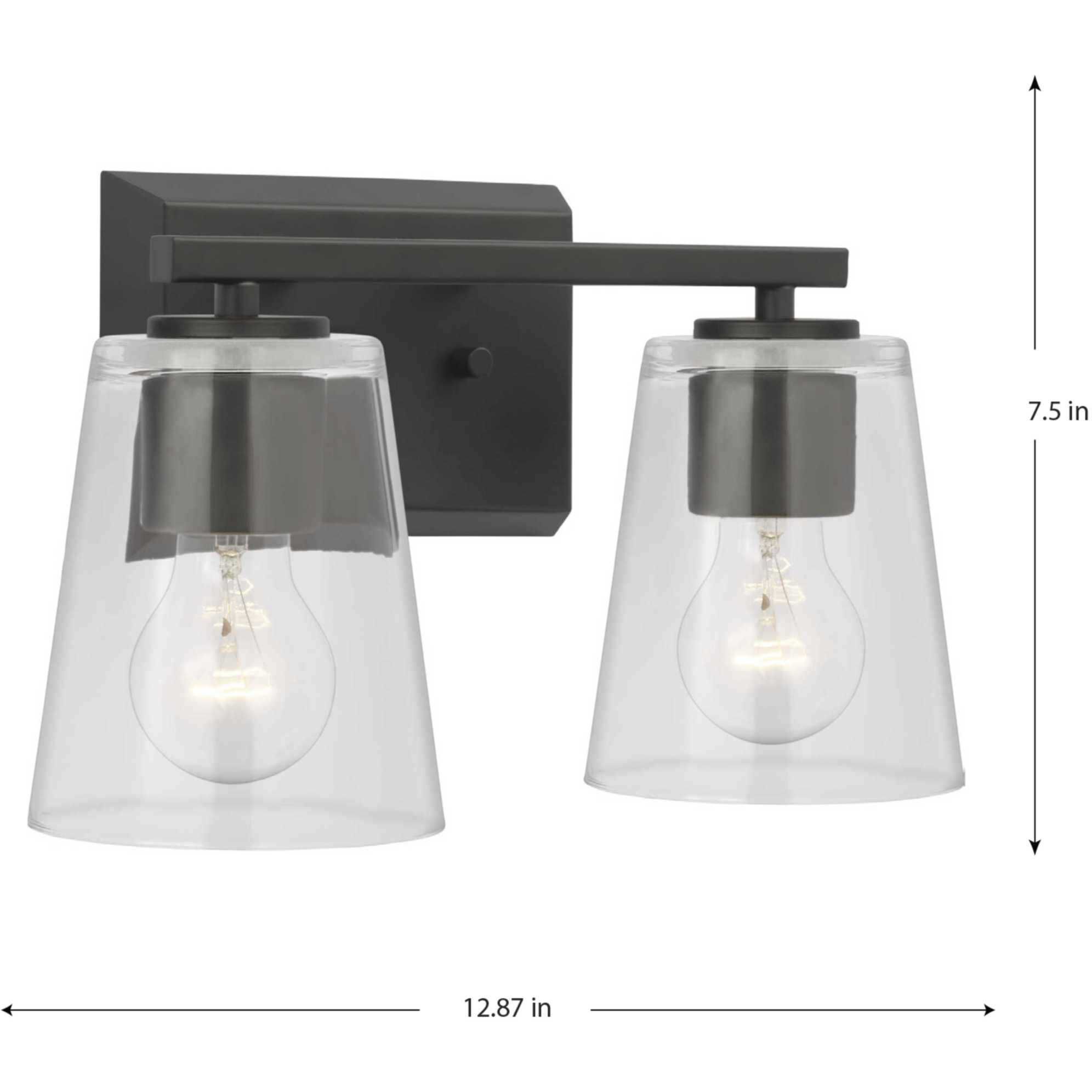 Vertex 2 Light 12.87 inch Matte Black Bath Light Wall Light