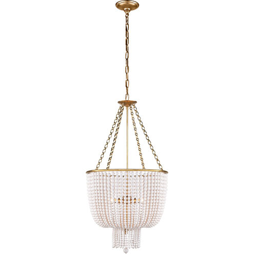 AERIN Jacqueline 4 Light 19 inch Hand-Rubbed Antique Brass Chandelier Ceiling Light in White Acrylic