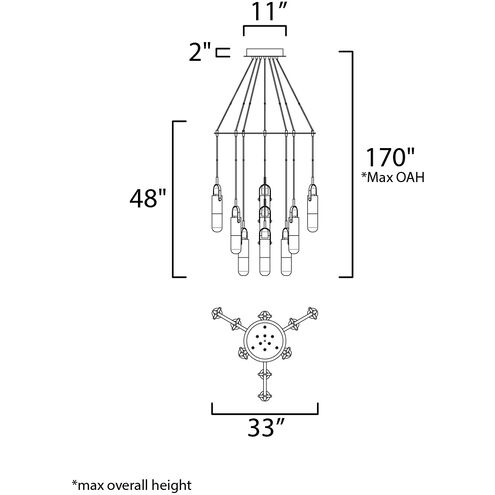 Capsule LED 33 inch Black and Brushed Aluminum Multi-Light Pendant Ceiling Light