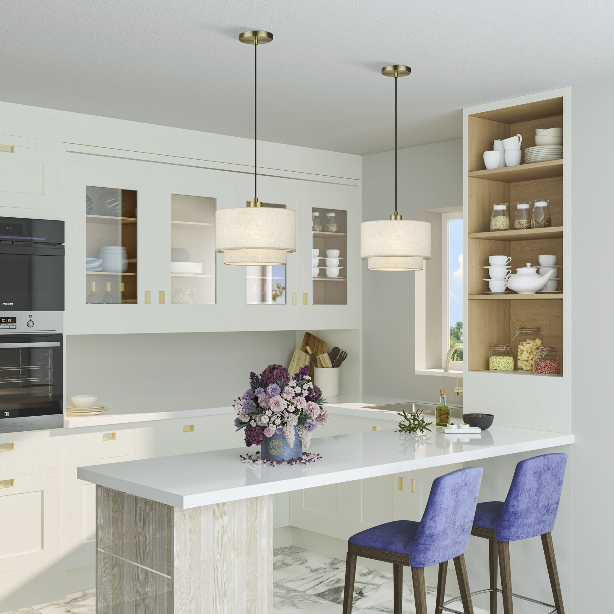 Manorwood 1 Light 12 inch Antique Brass Pendant Ceiling Light