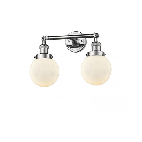 Franklin Restoration Beacon LED 17 inch Polished Chrome Bath Vanity Light Wall Light in Matte White Glass, Franklin Restoration