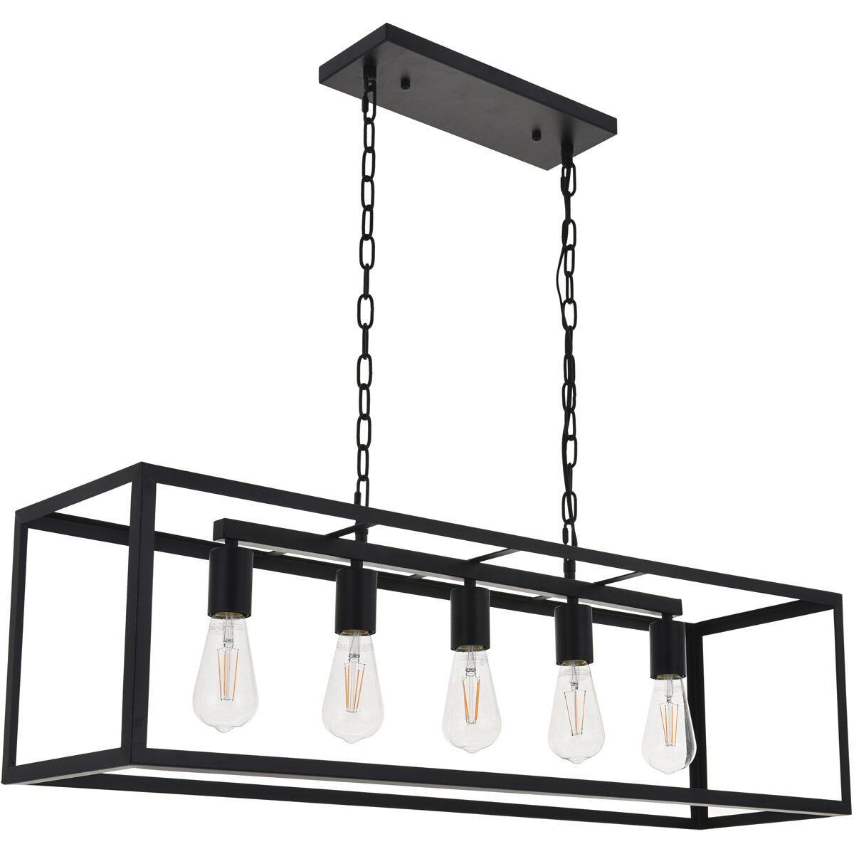 Resolute 5 Light 38 inch Black Pendant Ceiling Light