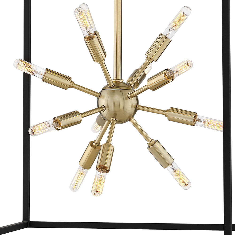 Lisa McDennon Aros 12 Light 20 inch Black with Warm Brass Indoor Chandelier Ceiling Light