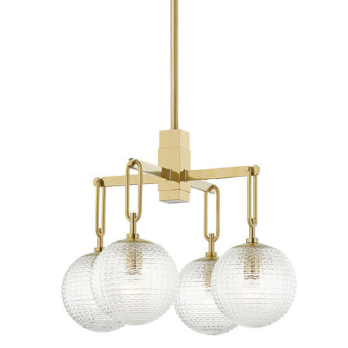 Jewett 4 Light 24 inch Aged Brass Chandelier Ceiling Light