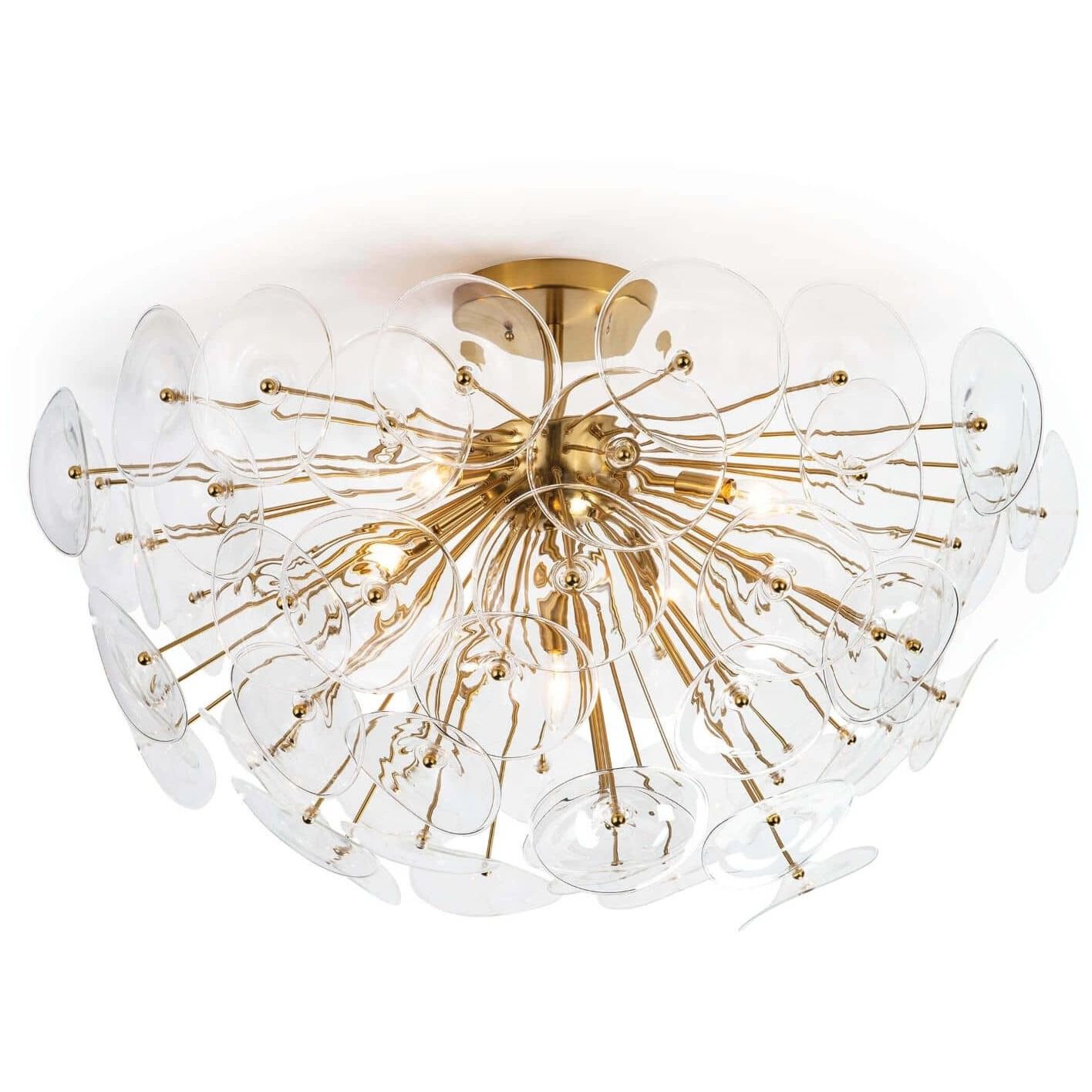 Poppy 5 Light 35 inch Clear Flush Mount Ceiling Light, Semi Flush Mount