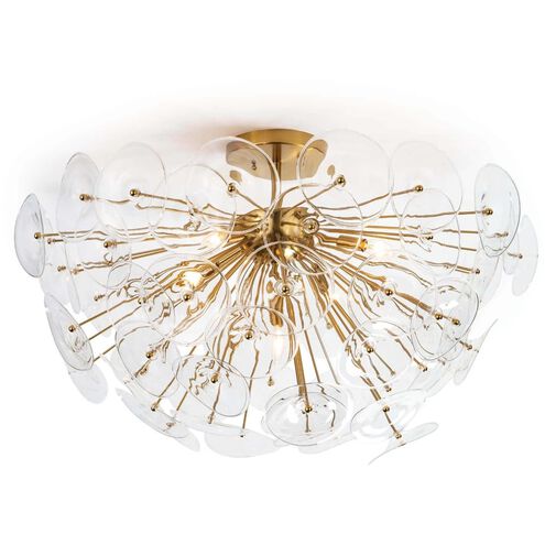 Poppy 5 Light 35 inch Clear Flush Mount Ceiling Light, Semi Flush Mount