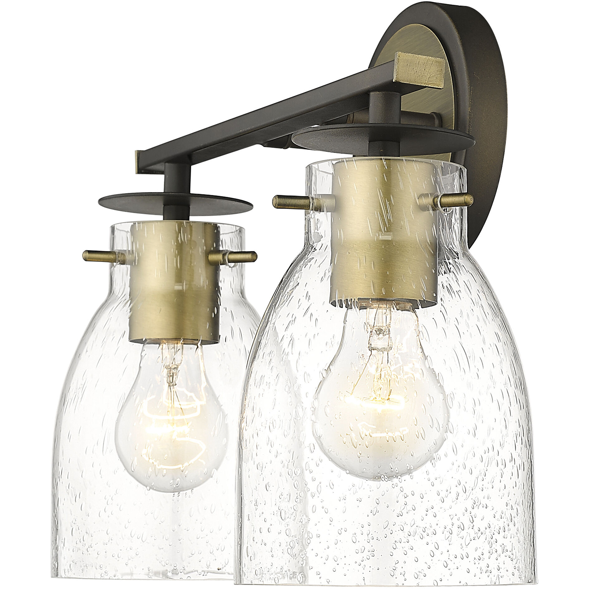 Shelby 2 Light 15 inch Oil Rubbed Bronze and Antique Brass Vanity Light Wall Light