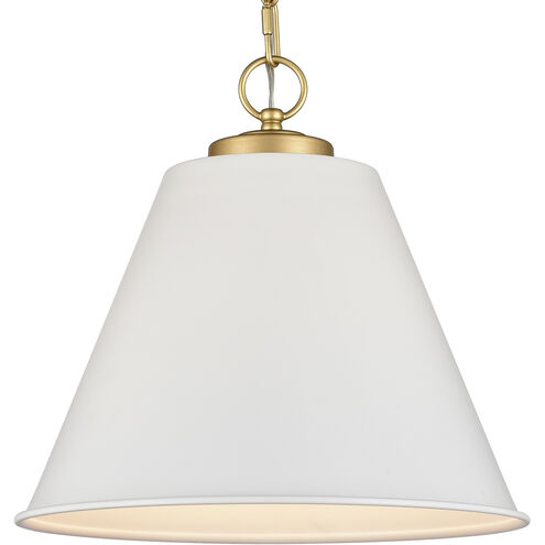 Vellus 1 Light 14 inch Matte White with Natural Antique Brass Pendant Ceiling Light in Matte White/Natural Antique Brass