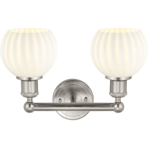 Edison White Venetian 2 Light 15 inch Brushed Satin Nickel Bath Vanity Light Wall Light