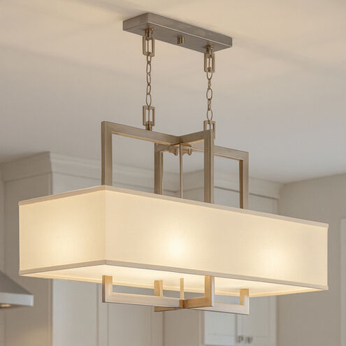 Hampton 4 Light 42 inch Antique Nickel Indoor Linear Chandelier Ceiling Light