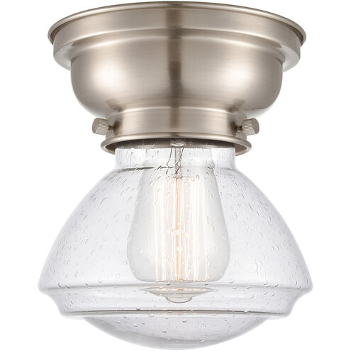 Aditi Olean LED 6.75 inch Brushed Satin Nickel Flush Mount Ceiling Light in Seedy Glass, Aditi