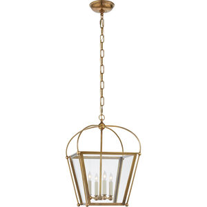 Chapman & Myers Riverside 4 Light 13.75 inch Antique-Burnished Brass Square Lantern Pendant Ceiling Light, Small