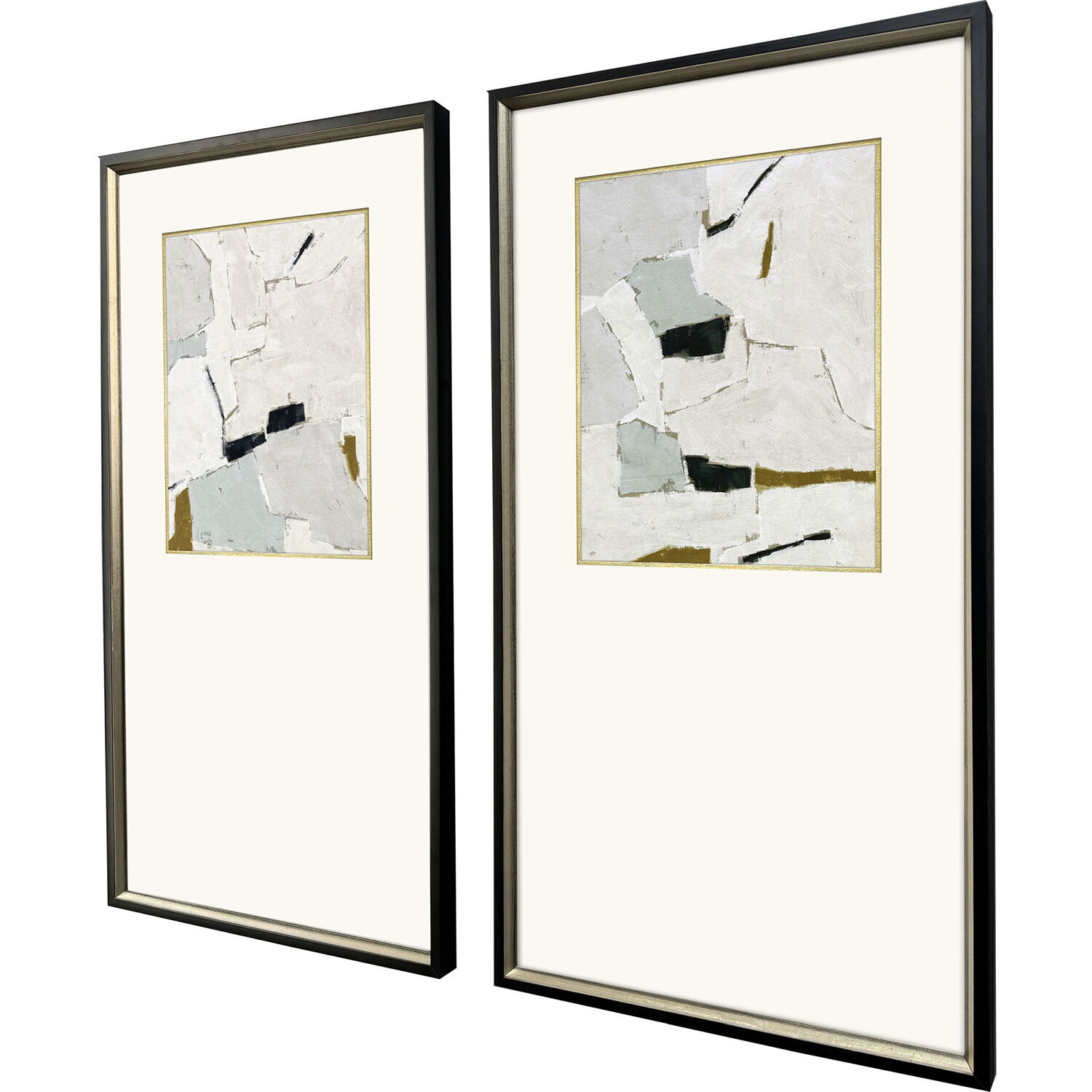Zen Interactions Gray and Blue and Green and Multi Framed Art