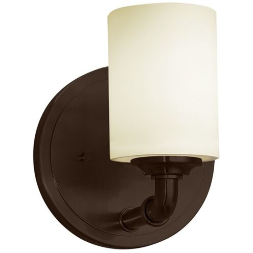 Fusion Wall Sconce Wall Light in Dark Bronze, Cylinder with Flat Rim, Incandescent, Opal Fusion, Cylinder